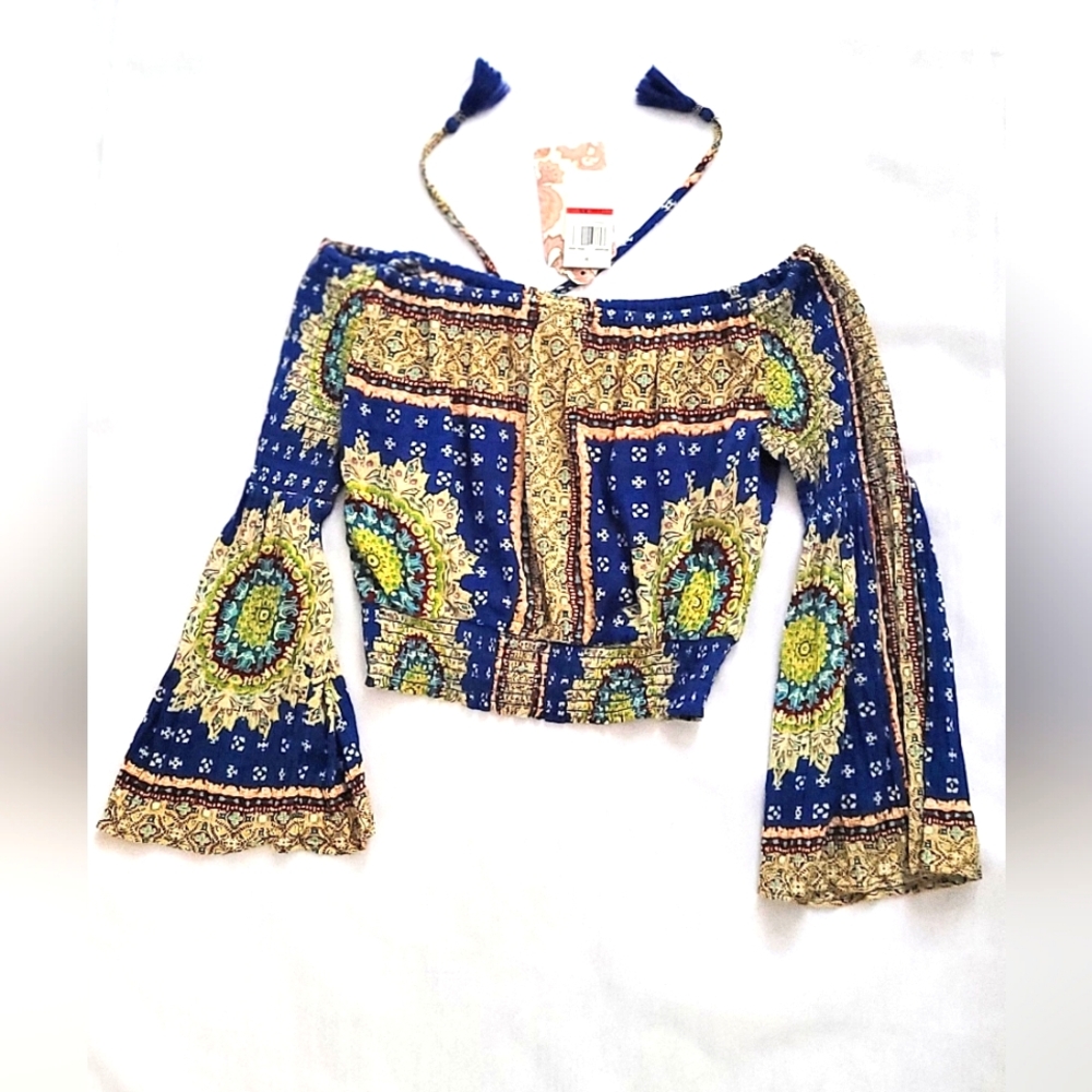 NWT! Lulus Summer Band Of Gypsies Crop-Top Resort Club Print Women's Blouse XS